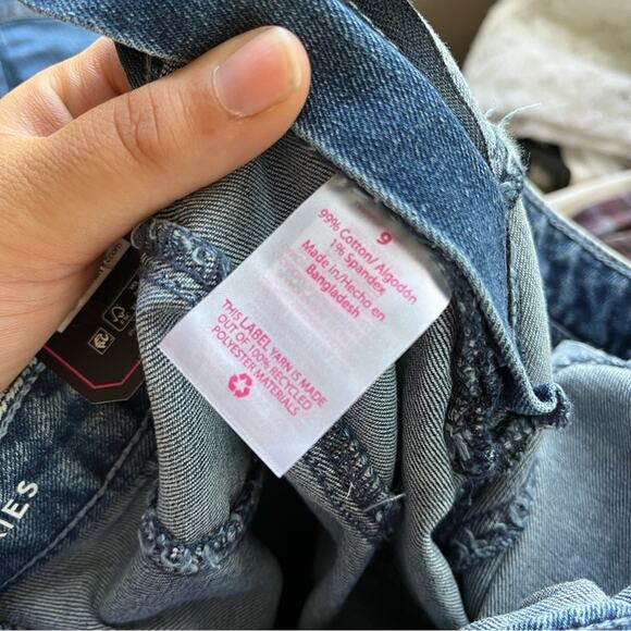 NWT Y2K 2000s Ruffle Denim Mini Skirt Juniors Size 9 Punk Skater Streetwear - Picture 4 of 5